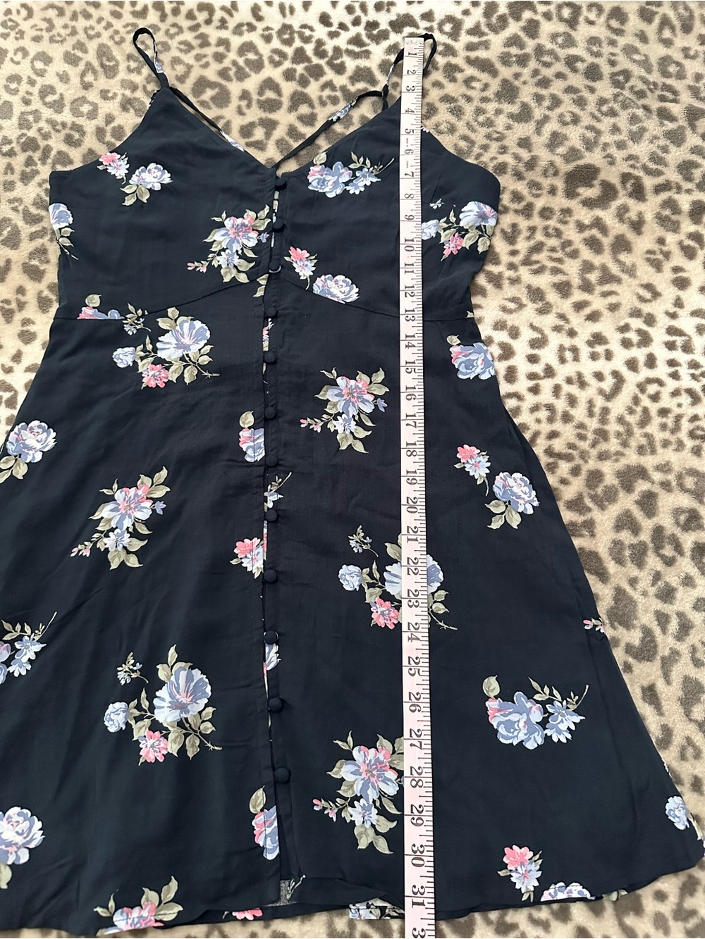 Abercrombie & Fitch Button Front V-Neck Cami Strap Mini Sundress Blue Floral S - Picture 17 of 17